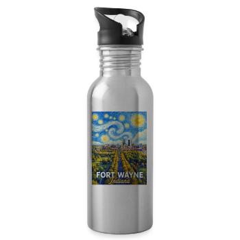 Fort Wayne, Indiana Sternennacht - Trinkflasche mit integriertem Trinkhalm - Lightsilver - Rechts
