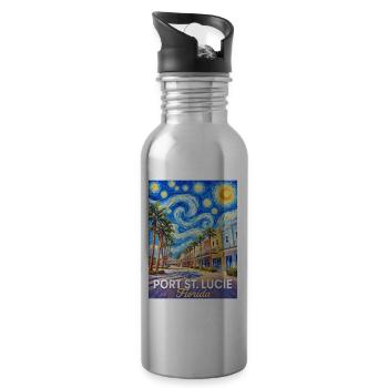 Port St. Lucie Florida Palmen Skyline - Trinkflasche mit integriertem Trinkhalm - Lightsilver - Rechts
