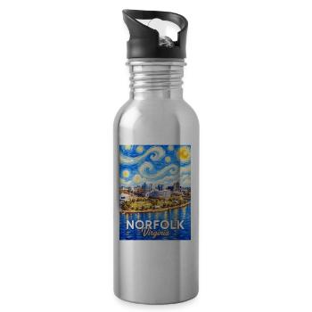 Norfolk Skyline Sternennacht - Trinkflasche mit integriertem Trinkhalm - Lightsilver - Rechts