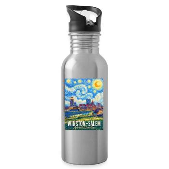 Winston-Salem, North Carolina  - Trinkflasche mit integriertem Trinkhalm - Lightsilver - Rechts