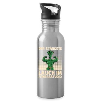 Gewichtheben DER STÄRKSTE LAUCH IM FITNESSSTUDIO - Trinkflasche mit integriertem Trinkhalm - Lightsilver - Rechts