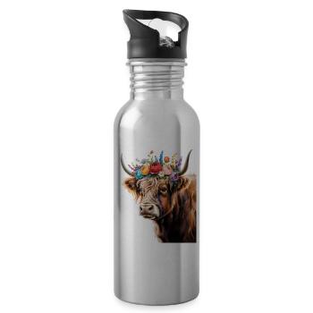 Kuh - Trinkflasche mit integriertem Trinkhalm - Lightsilver - Rechts
