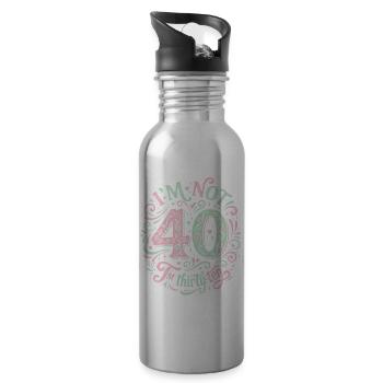 Ich Bin Nicht 40, Ich Habe 30. Geburtstag - Trinkflasche mit integriertem Trinkhalm - Lightsilver - Rechts