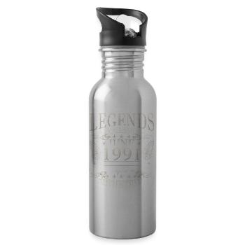 35. Geburtstag Geschenk Mann Oldtimer Juni 1991 - Trinkflasche mit integriertem Trinkhalm - Lightsilver - Rechts