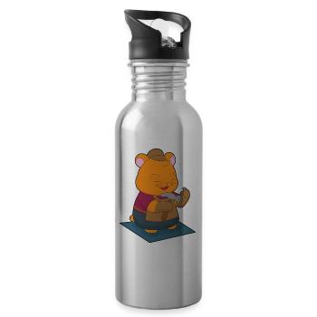Artisanat du marteau charpentier hamster - Gourde avec paille intégrée - argent clair - Droite