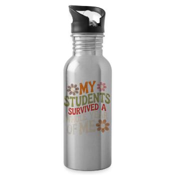 My Students Survived A Whole Year of Me Teacher - Gourde avec paille intégrée - argent clair - Droite