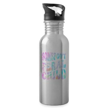 Somebody Feral Child Tie-Dye - Water bottle with straw - silver - Right
