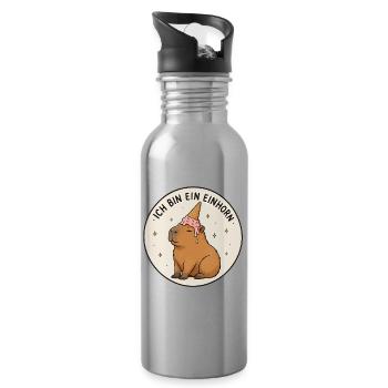 Capybara Einhorn - Trinkflasche mit integriertem Trinkhalm - Lightsilver - Rechts