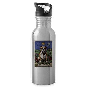 Bulldog Tarot Card - Water bottle with straw - silver - Right