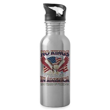 No Kings America Freedom 250 Years - Water bottle with straw - silver - Right