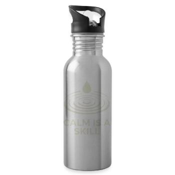Calm Is A Skill - Water bottle with straw - silver - Right