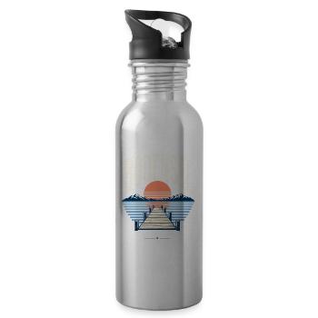 Bodensee Unser See Lake Vacation Memory - Trinkflasche mit integriertem Trinkhalm - Lightsilver - Rechts