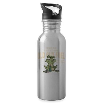 Old Guy Fuel Frog Cartoon - Trinkflasche mit integriertem Trinkhalm - Lightsilver - Rechts