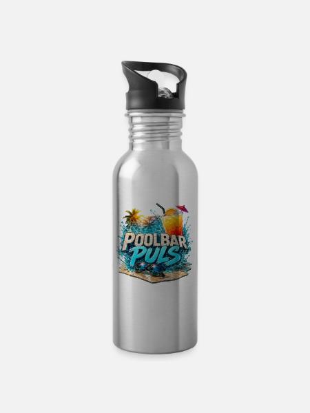Poolbar Puls Sommer Urlaub Party Cocktail - Trinkflasche mit integriertem Trinkhalm - Lightsilver