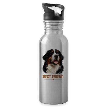 Chien de montagne bernois Meilleur ami Chien propriétaire de chiens - Gourde avec paille intégrée - argent clair - Droite