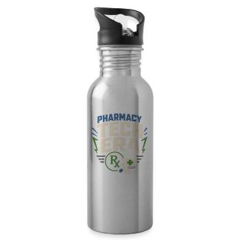 Apothekentechniker Pharmacy Tech Cpht Rx Geschenk - Trinkflasche mit integriertem Trinkhalm - Lightsilver - Rechts