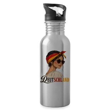 Deutschland Flaggen Stil - Trinkflasche mit integriertem Trinkhalm - Lightsilver - Rechts
