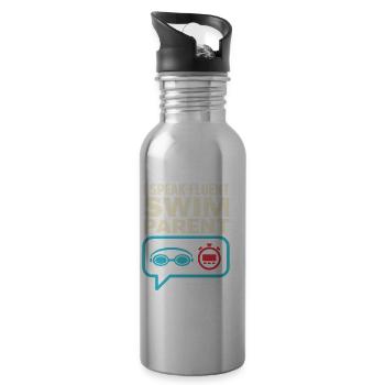Schwimmwettkampf Schwimmmama Schwimmteam Geschenk - Trinkflasche mit integriertem Trinkhalm - Lightsilver - Rechts