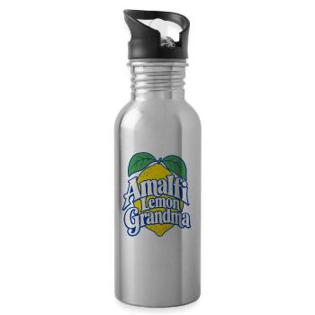 Amalfi Lemon Grandma, Coastal Italy Vacation Gift - Water bottle with straw - silver - Right