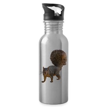 Squirrel from the front, Eastern fox squirrel - Water bottle with straw - silver - Right