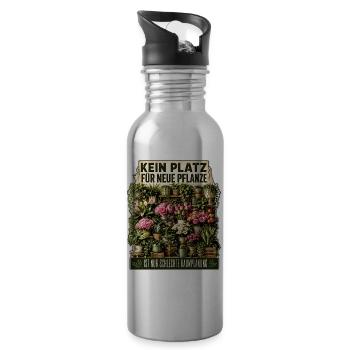 Kein Platz für eine neue Pflanze - Trinkflasche mit integriertem Trinkhalm - Lightsilver - Rechts