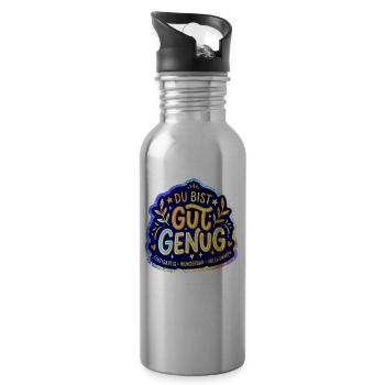 Du bist gut genug - Trinkflasche mit integriertem Trinkhalm - Lightsilver - Rechts