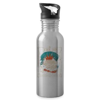 Retro Human Resources Quote Office Art Design - Water bottle with straw - silver - Right