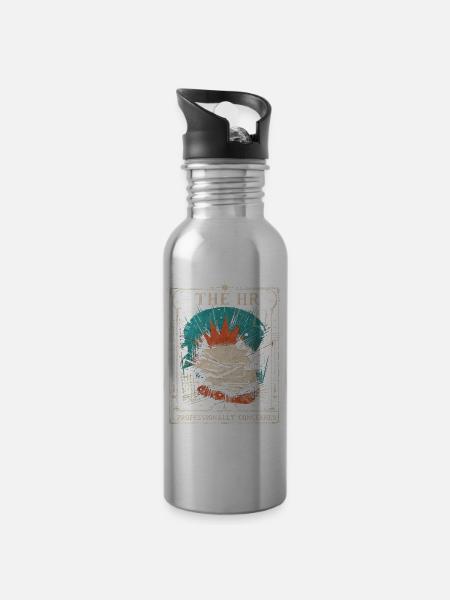 Retro Personalwesen-Zitat: Büro-Kunstdesign - Trinkflasche mit integriertem Trinkhalm - Lightsilver