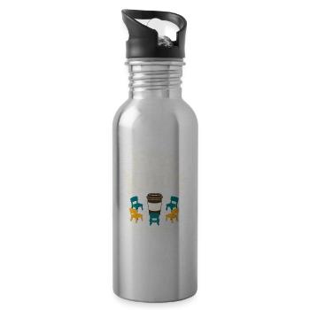 Erst Kaffee Dann Morgenkreis, Kita Erzieher Humor - Water bottle with straw - silver - Right