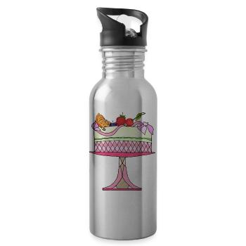 Kuchen - Trinkflasche mit integriertem Trinkhalm - Lightsilver - Rechts