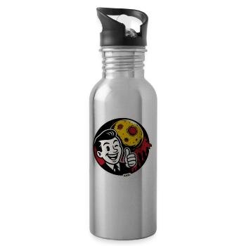 Cosmic Retro Moon Smile Sticker - Water bottle with straw - silver - Right