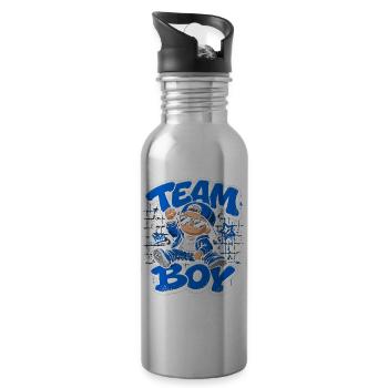 Team Boy Offenbarung Geschlecht Junge Baby Geschenk - Trinkflasche mit integriertem Trinkhalm - Lightsilver - Rechts