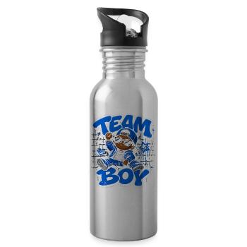 Team Boy Révélation Genre Garçon Bébé Cadeau - Gourde avec paille intégrée - argent clair - Droite