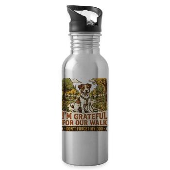 Terrier Jack Russel is grateful for a walk - Trinkflasche mit integriertem Trinkhalm - Lightsilver - Rechts