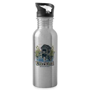 Uferkind Bodensee, Wochenende am See Heimatmotiv - Water bottle with straw - silver - Right