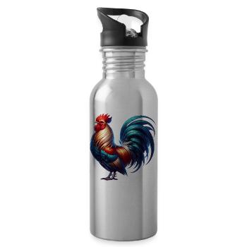 Hahn - Trinkflasche mit integriertem Trinkhalm - Lightsilver - Rechts