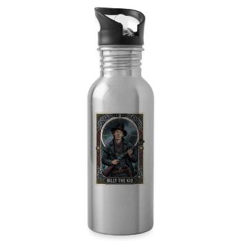 Billy the Kid Tarotkarte - Trinkflasche mit integriertem Trinkhalm - Lightsilver - Rechts
