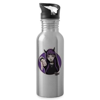 Daumen runter Punk-Priesterin - Trinkflasche mit integriertem Trinkhalm - Lightsilver - Rechts