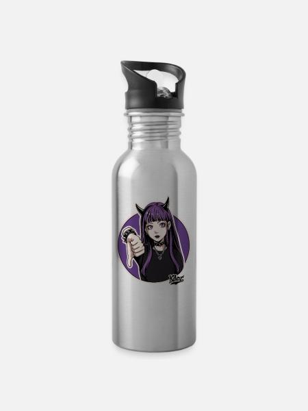 Daumen runter Punk-Priesterin - Trinkflasche mit integriertem Trinkhalm - Lightsilver