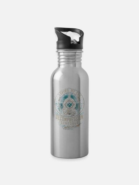 Unterwasserschweißer Decompression Schedule - Trinkflasche mit integriertem Trinkhalm - Lightsilver
