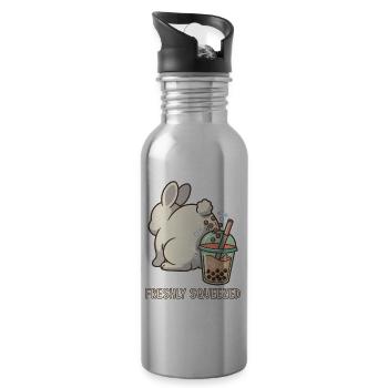 Bubble Tea Boba Drôle de Lapin mignon - Gourde avec paille intégrée - argent clair - Droite