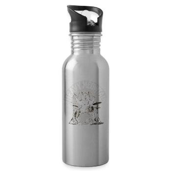 Katziger Drummer Heavy Metal - Trinkflasche mit integriertem Trinkhalm - Lightsilver - Rechts