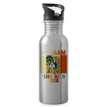 Schulanfang 2026 Einschulung Junge Mädchen Kita - Trinkflasche mit integriertem Trinkhalm - Lightsilver - Rechts