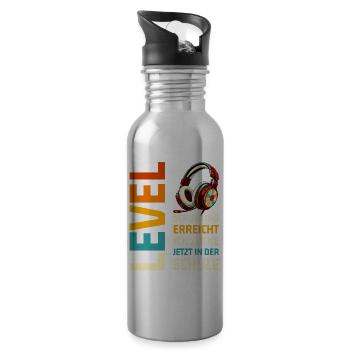 Schulanfang 2026 Einschulung Junge Mädchen Kita - Trinkflasche mit integriertem Trinkhalm - Lightsilver - Rechts
