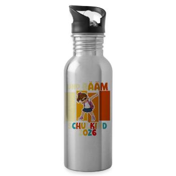 Schulanfang 2026 Einschulung Junge Mädchen Kita - Trinkflasche mit integriertem Trinkhalm - Lightsilver - Rechts