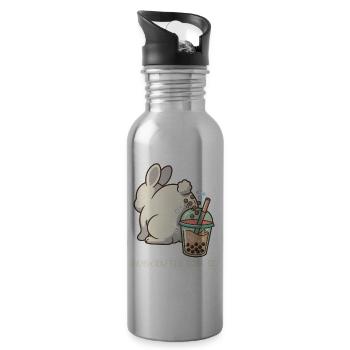Bubble Tea Boba Drôle de Lapin mignon - Gourde avec paille intégrée - argent clair - Droite