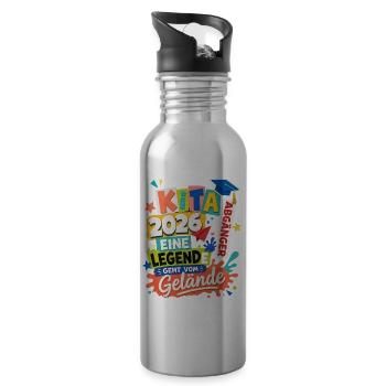 Kita Abgänger 2026 – Kreativer Schulstart - Trinkflasche mit integriertem Trinkhalm - Lightsilver - Rechts