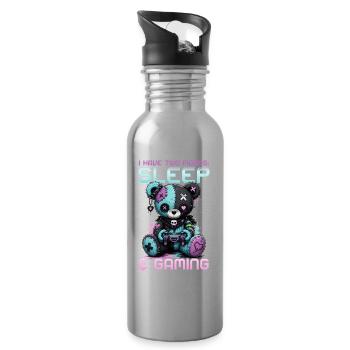 Pastel Goth Soft Goth Gaming Gamer - Water bottle with straw - silver - Right