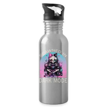 Pastel Goth Soft Goth Gaming Gamer - Water bottle with straw - silver - Right