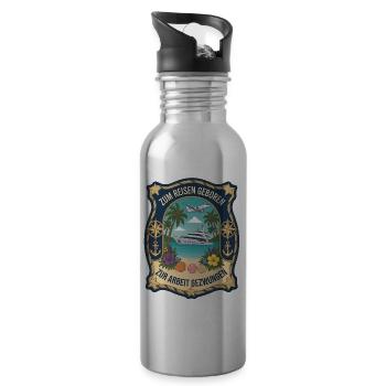 Zum Reisen geboren zur Arbeit gezwungen Travel - Trinkflasche mit integriertem Trinkhalm - Lightsilver - Rechts
